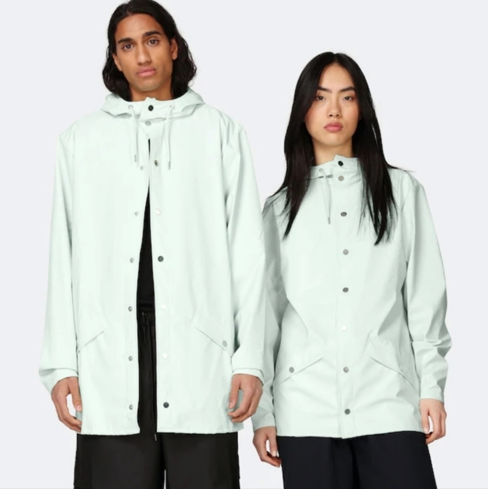 RAINS Unisex Rainjacket Mineral light green Large NWT